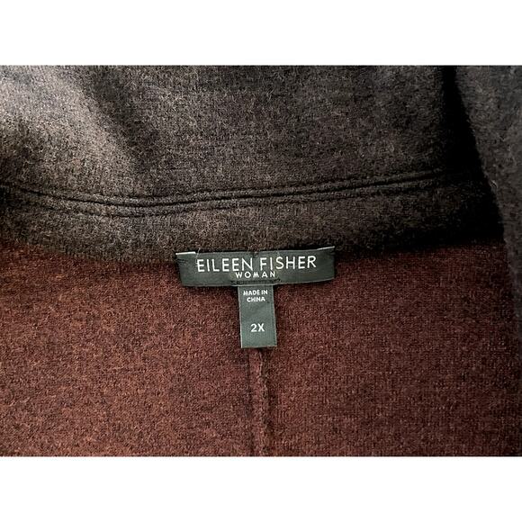 Eileen Fisher Sz 2X Sweater Blazer Maroon Felted Wool Lagenlook Layering - Picture 13 of 15